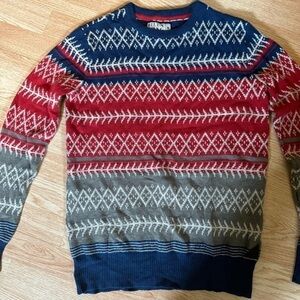 Billabong Red, Blue, and Gray Crewneck Sweater